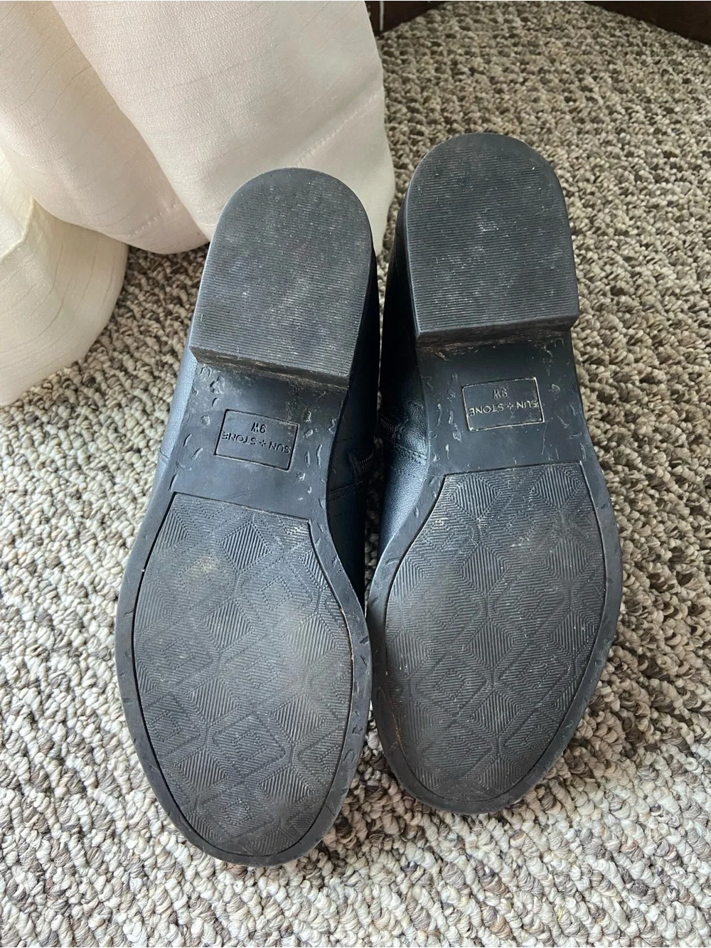 Sun + Stone Women’s Black Leather Ankle Booties